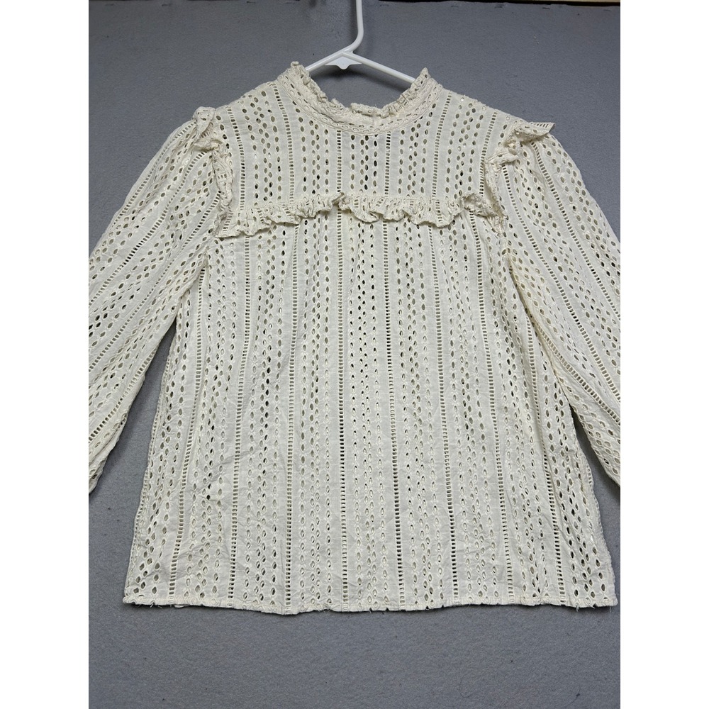 Madewell Blouse Eyelet Cotton Ivory White XS Womens